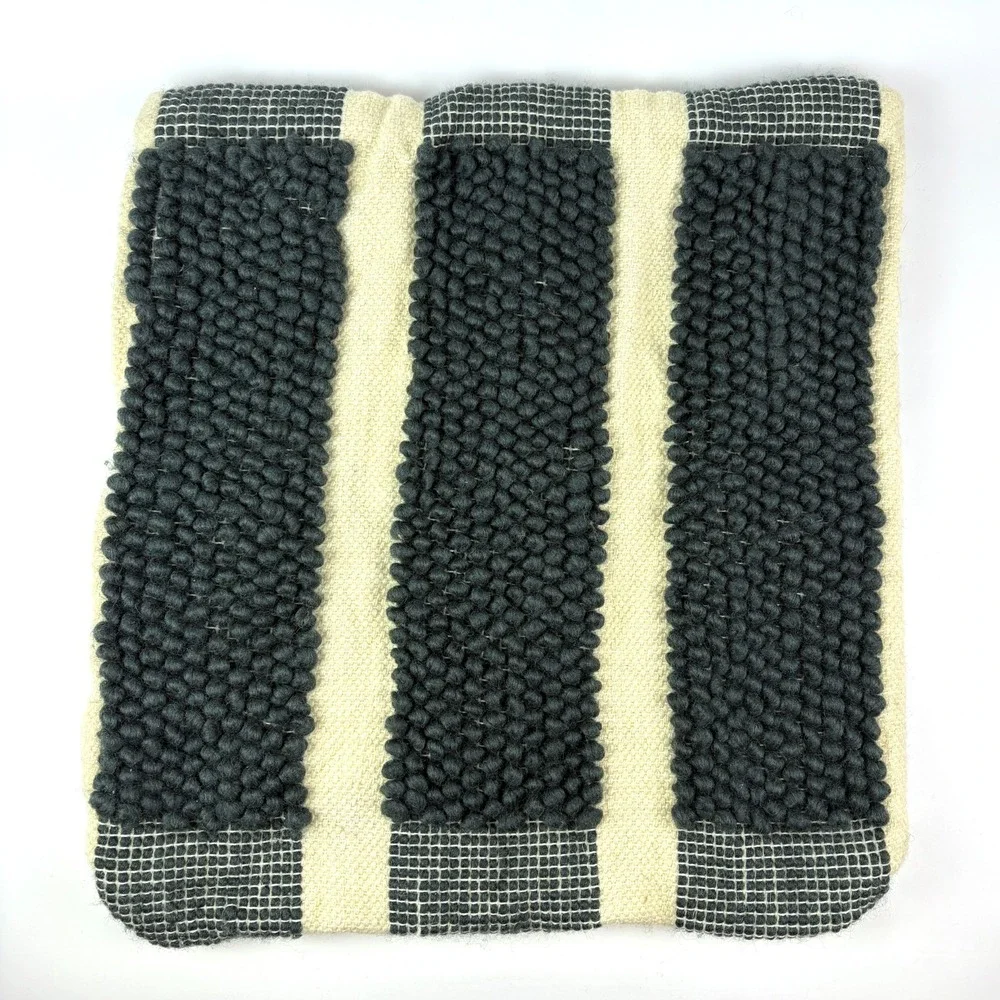 Crate & Barrel Bubble Wool Pillow‎ Sham Cover Only Dark Green 23x23